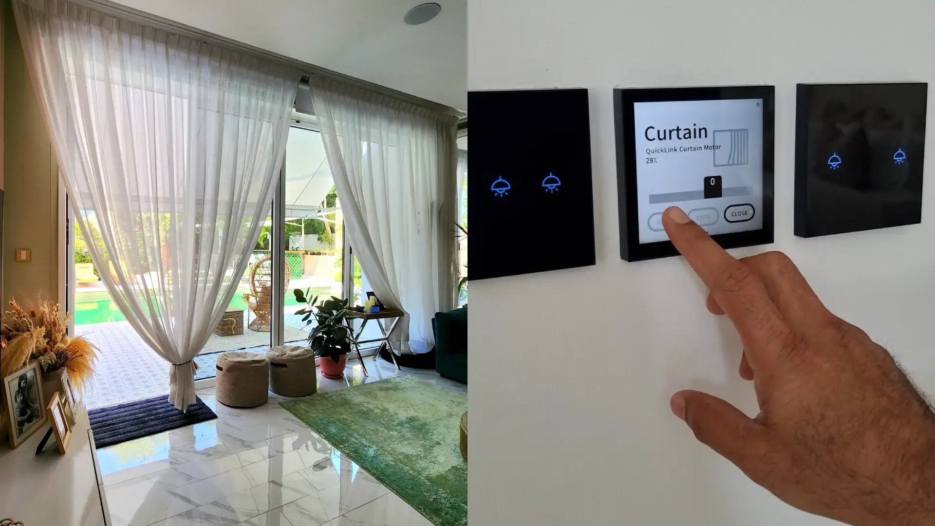 Curtain automation and smart control panel installation
